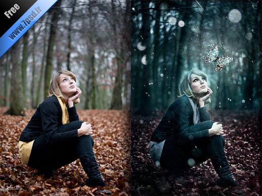 ترکیب عکس دختر و پروانه در فتوشاپ فایل پی اس دی