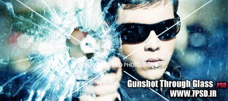 شلیک گلوله و شکستن شیشه در فتوشاپ + فایل پی اس دی